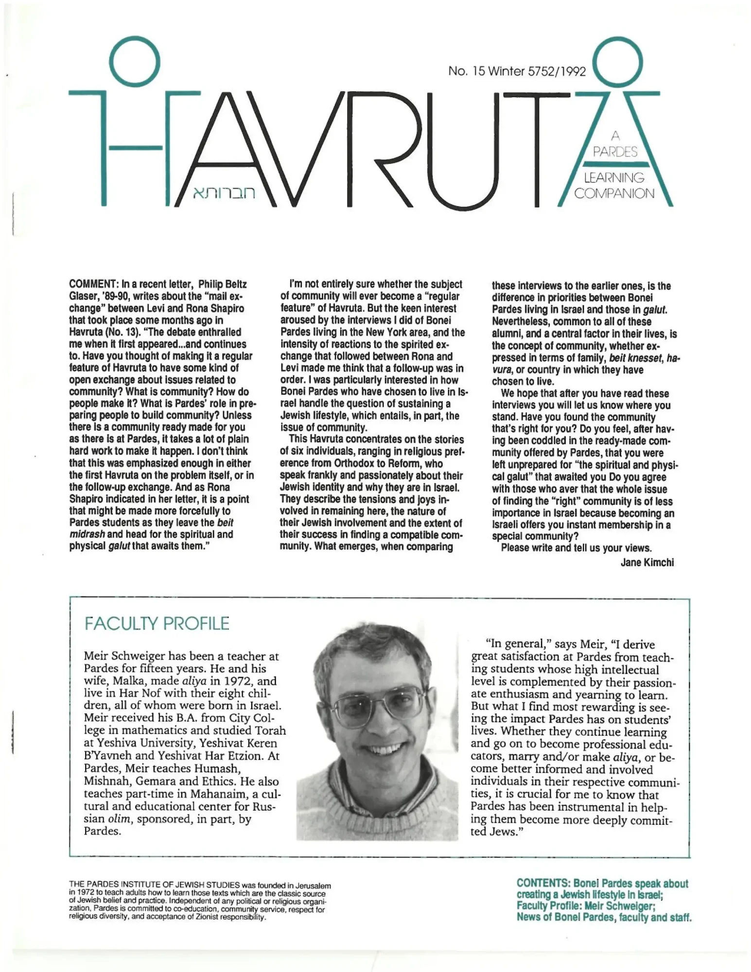 Havruta Winter 1992
