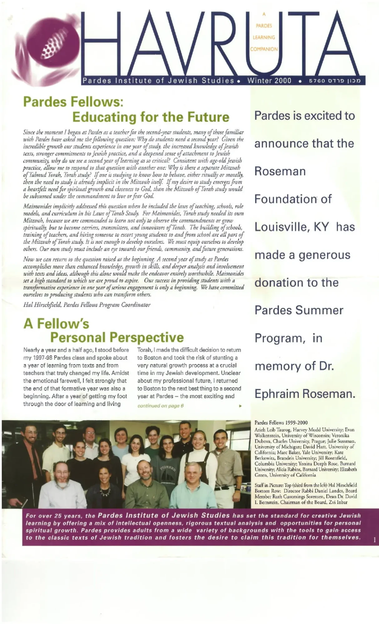 Havruta Winter 2000